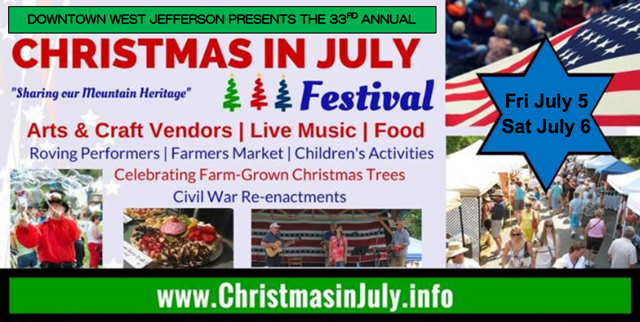 Christmas in July Festival, West Jefferson, NC July 56, 2019
